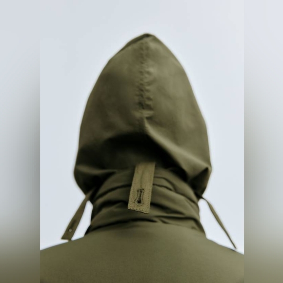 Zara Women's Double Breasted Long Waterproof Hoodie Jacket Coat Green Sz M - Picture 5 of 16